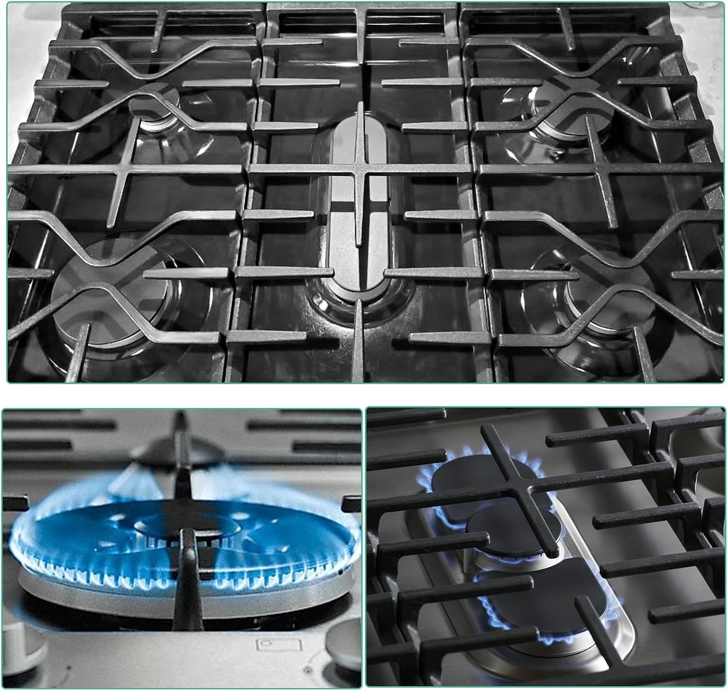 WB31X27150 & WB31X27151 Burner Grate Replacement for GE Stove Parts JGBS66REKSS, JGB700SEJ4SS, JGSS66SEL1SS, JGSS66SEL3SS, Center Side Burner Grate Surface Cooktop for General Electric Gas Range Parts