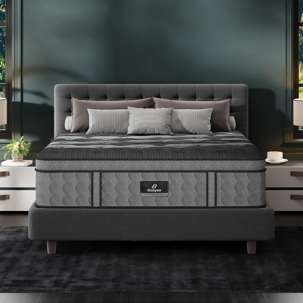 King Size Mattress 14 Inch, Hybrid King Mattress in a Box, Cooling Memory Foam Mattresses with Individual Pocket Springs, Pressure Relief, Fiberglass Free, Motion Isolation, 365-Night Trial