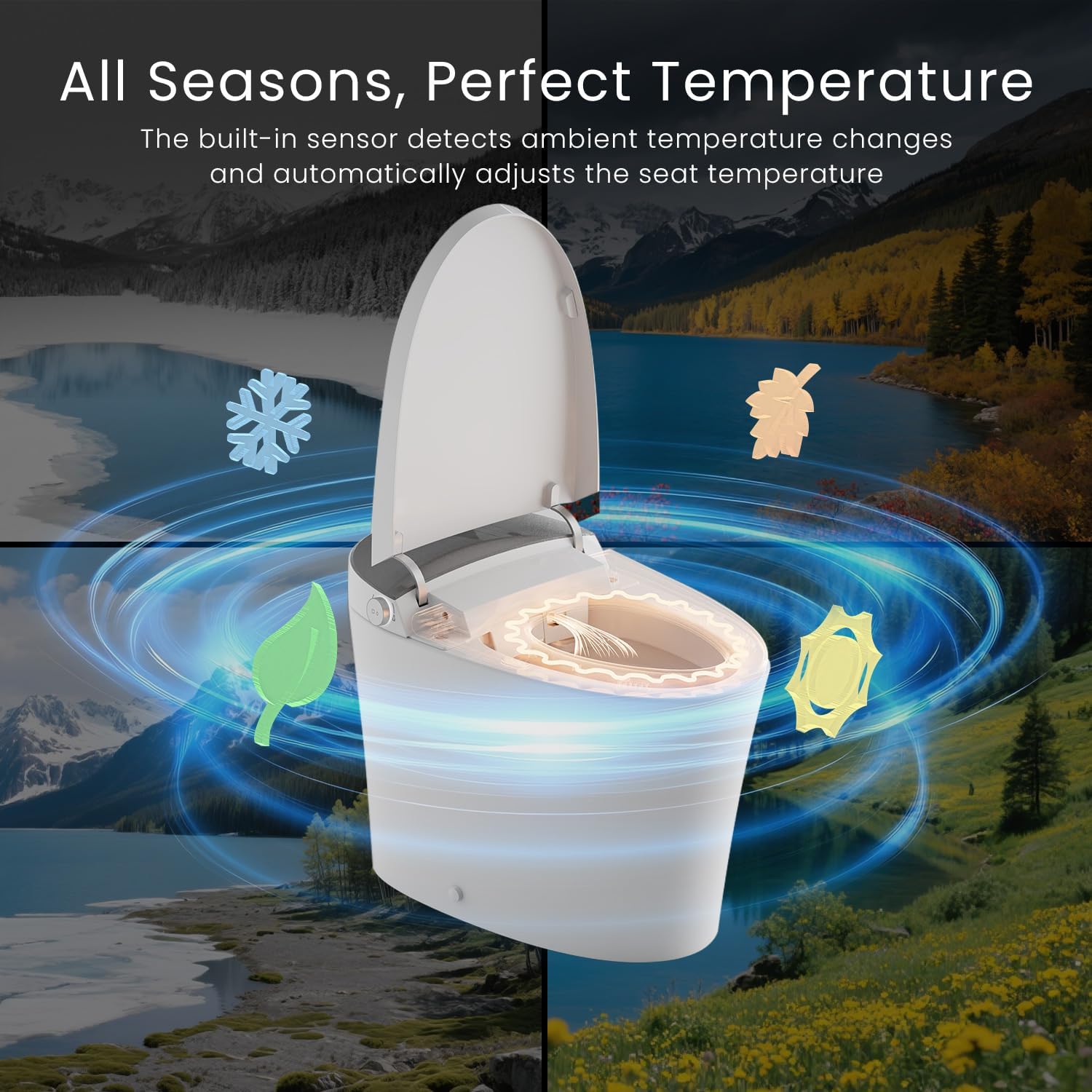CANEST Smart Toilet with Bidet Built in, 1000 Gram MaP Flush Score, Bidet Toilet 12' Rough-in, Dual-Flush 1.1/1.6GPF with 17' ADA Comfort Chair Height Seat, Auto Open Close, Heated Seat, Night Light