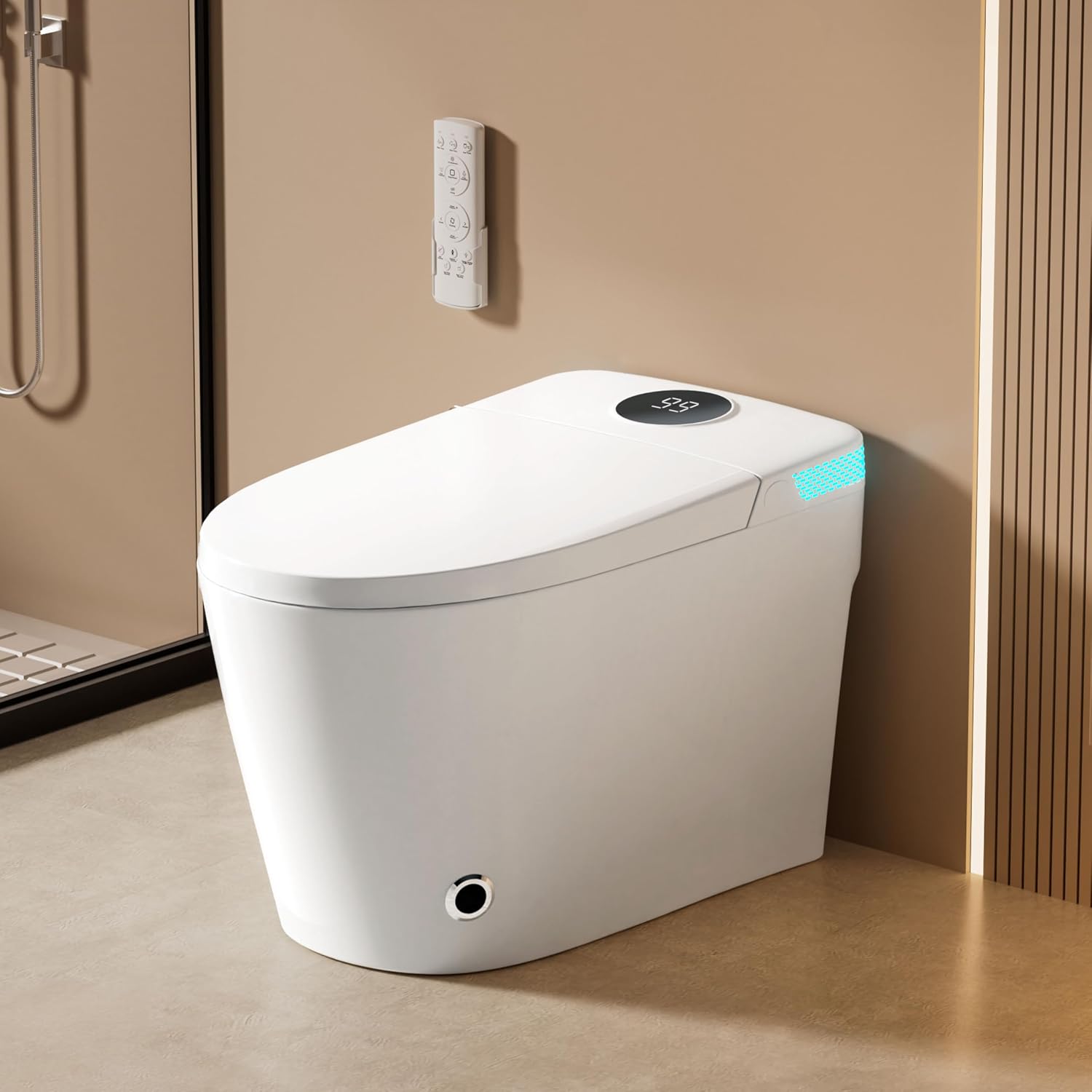 Vipbear Smart Toilet with Built-in Bidet, Bidet Toilet with Heated Seat, Multiple Cleaning Modes, One Piece Toilets with Child Mode, Dual Flush, Warm Water & Dryer, Self-Cleaning Nozzle, Manual Flip