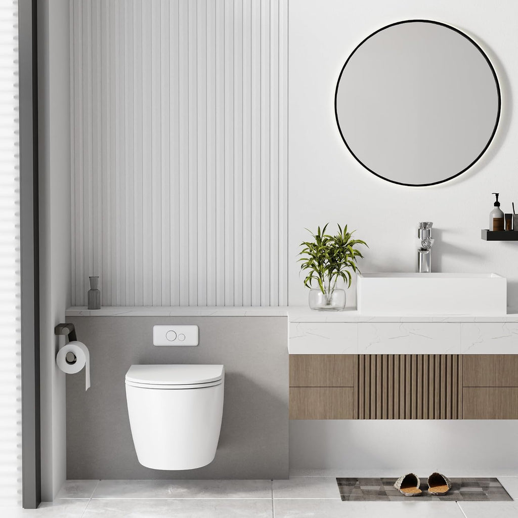 Wall Hung Toilet, Smart Toilet with in-Wall Tank System,One-Piece Bidet Toilet Combo,Heated Seat,Warm Air Dryer,Auto Flush,Space-Saving, Compact, Soft-Close Lid