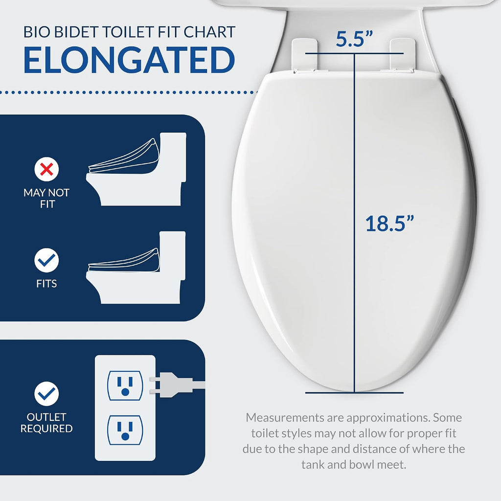 Bio Bidet DLS Premium Heated Bidet Seat, Warm Water & Air Dryer, Auto Open and Slow Close Lid, Elongated