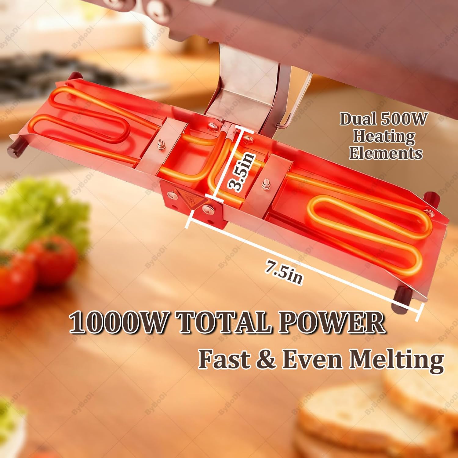Commercial Cheese Melter Machine,Multi-Function Electric Raclette Cheese Melter,1000W Dual Heating for Half Round, Blocks & Wedges,0-90° Adjustable Foldable Electric Melt Station