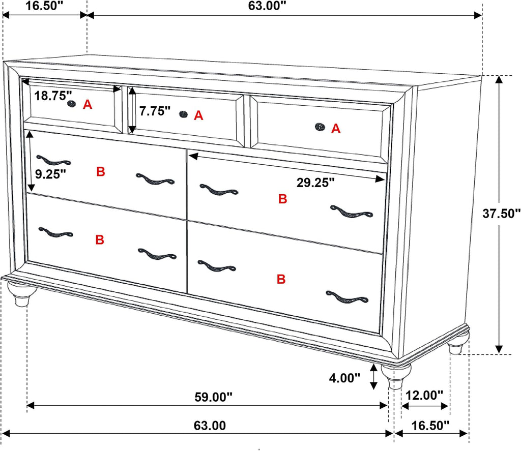 Coaster Home Furnishings Barzini Modern Classic 5-Piece Bedroom Set Leatherette Upholstered Eastern King Size Panel Bed Frame 56-inch Headboard White 205891KE-S5