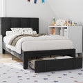 VECELO Twin Size Bed Frame with Storage Drawer, Heavy-Duty Platform Bedframe with Headboard & Strong Wooden Slats Support, No Box Spring Needed, Black