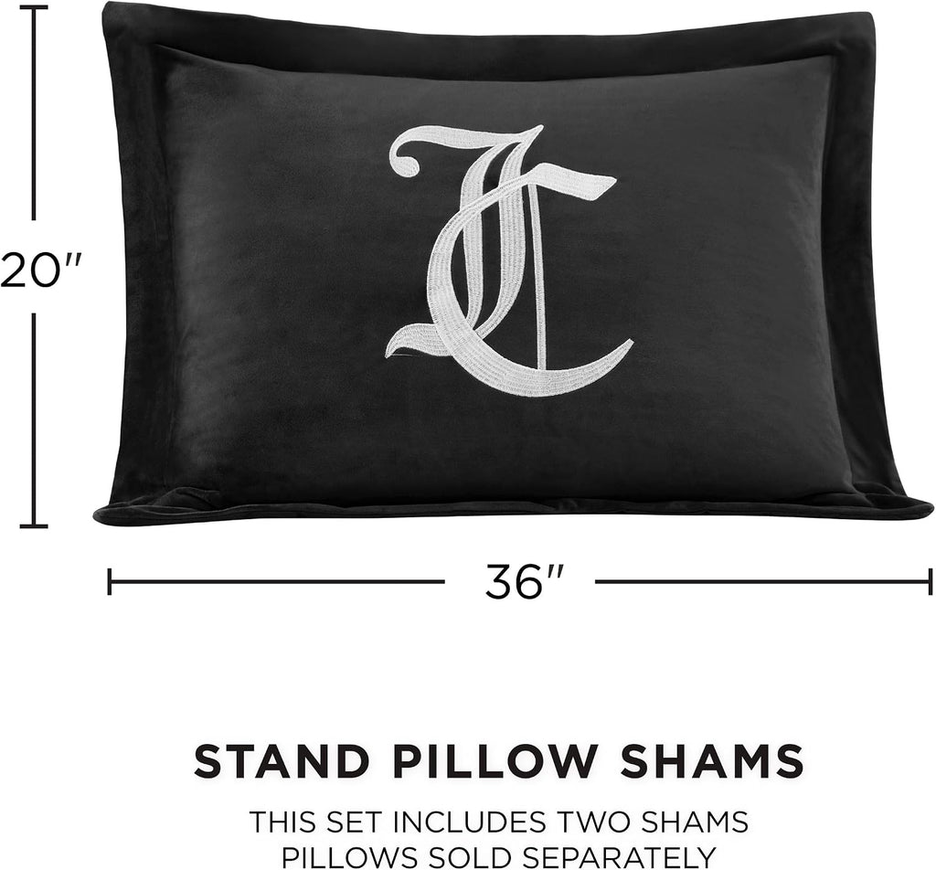 Juicy Couture - Comforter Set - Gothic Design Bedding - King - 3 Piece Set Includes (1) 108' x 92' Comforter and (2) 20' x 36' Shams - Wrinkle Resistant - Premium Bedroom Decor - Black