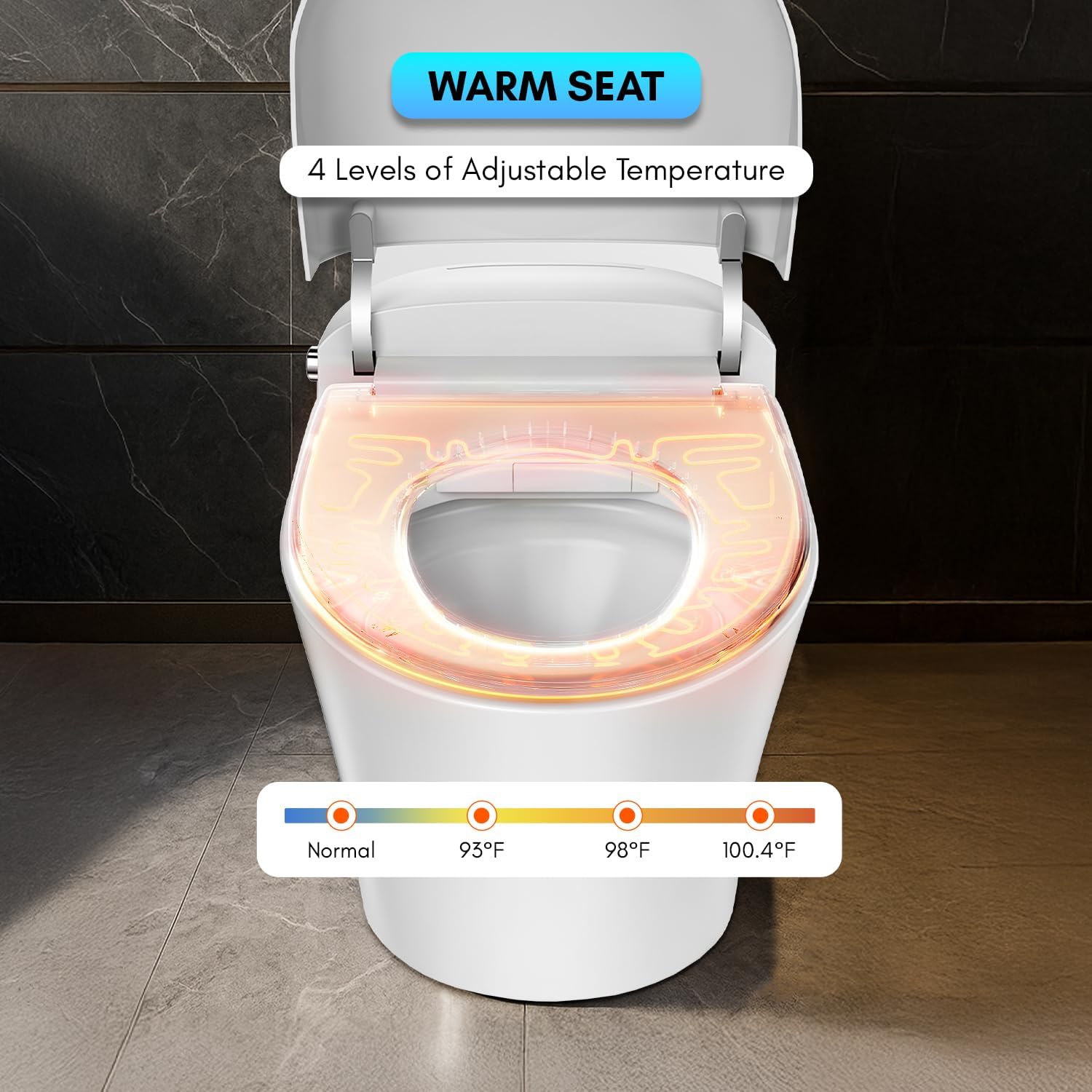 Blossom Smart Bidet Toilet – Modern One-Piece Tankless Toilet with Heated Elongated Seat, Nano Self-Cleaning Nozzle, Auto and Foot Flush, Remote and Knob Control, Multi-Level Wash, 6 Safety Layers
