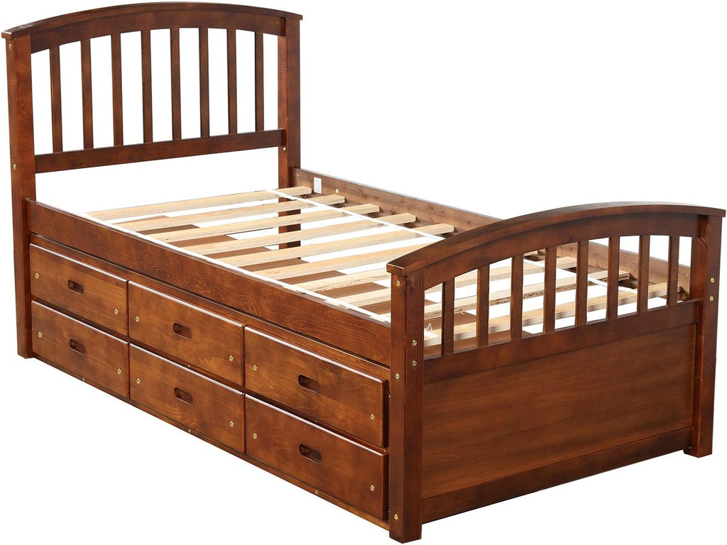 Merax Orisfur. Twin Size Platform Storage Bed Solid Wood Bed with 6 Drawers