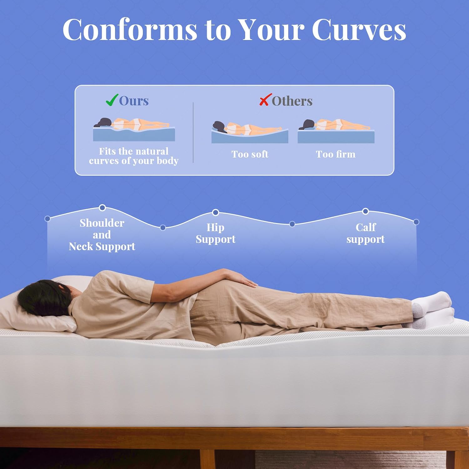 OhGeni Cooling 5 lnch Queen Size Dual Layer Mattress Topper, 3 Inch Egg Crate Gel Memory Foam, 2 Inch Pillow Top Pad, Bedroom Essentials Mattresses Cover, Extra Comfortable Sleep and Back Pain Relief