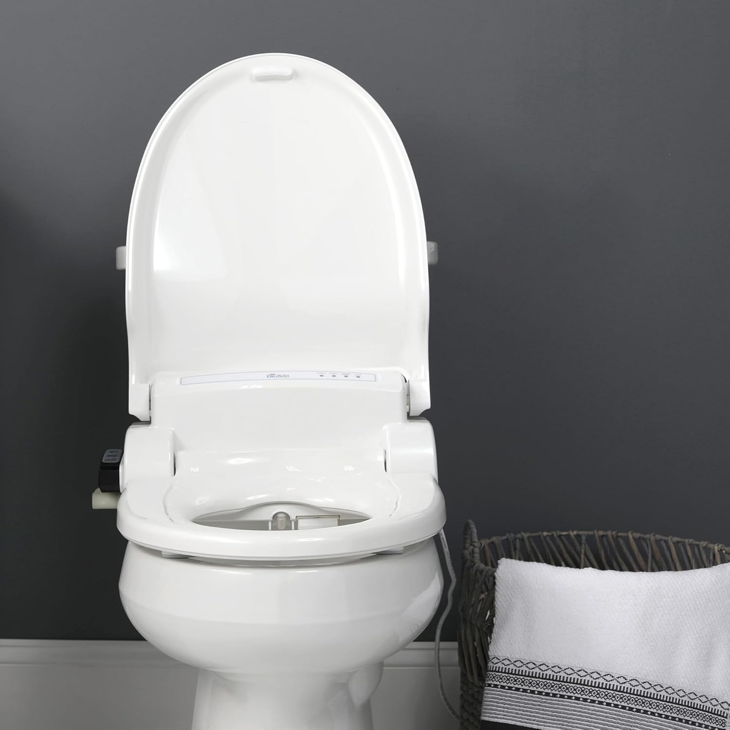 Bio Bidet Bliss BB1000 Warm Water Bidet Seat, Air Dryer, Heated Seat with Slow Close Lid, Remote Control, Round
