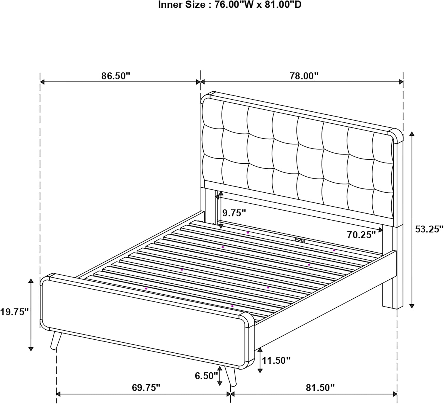 Coaster Home Furnishings Robyn Contemporary 5-Piece Bedroom Set Fabric Upholstered Eastern King Size Panel Bed Frame 53-inch Headboard Dark Walnut 205131KE-S5