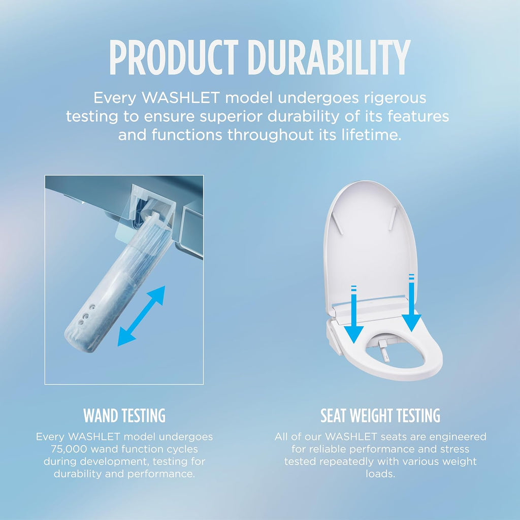 TOTO® WASHLET® S5 Electronic Bidet Toilet Seat with Instantaneous Water Heating, PREMIST and EWATER+ Wand Cleaning, Round, Cotton White - SW3445#01