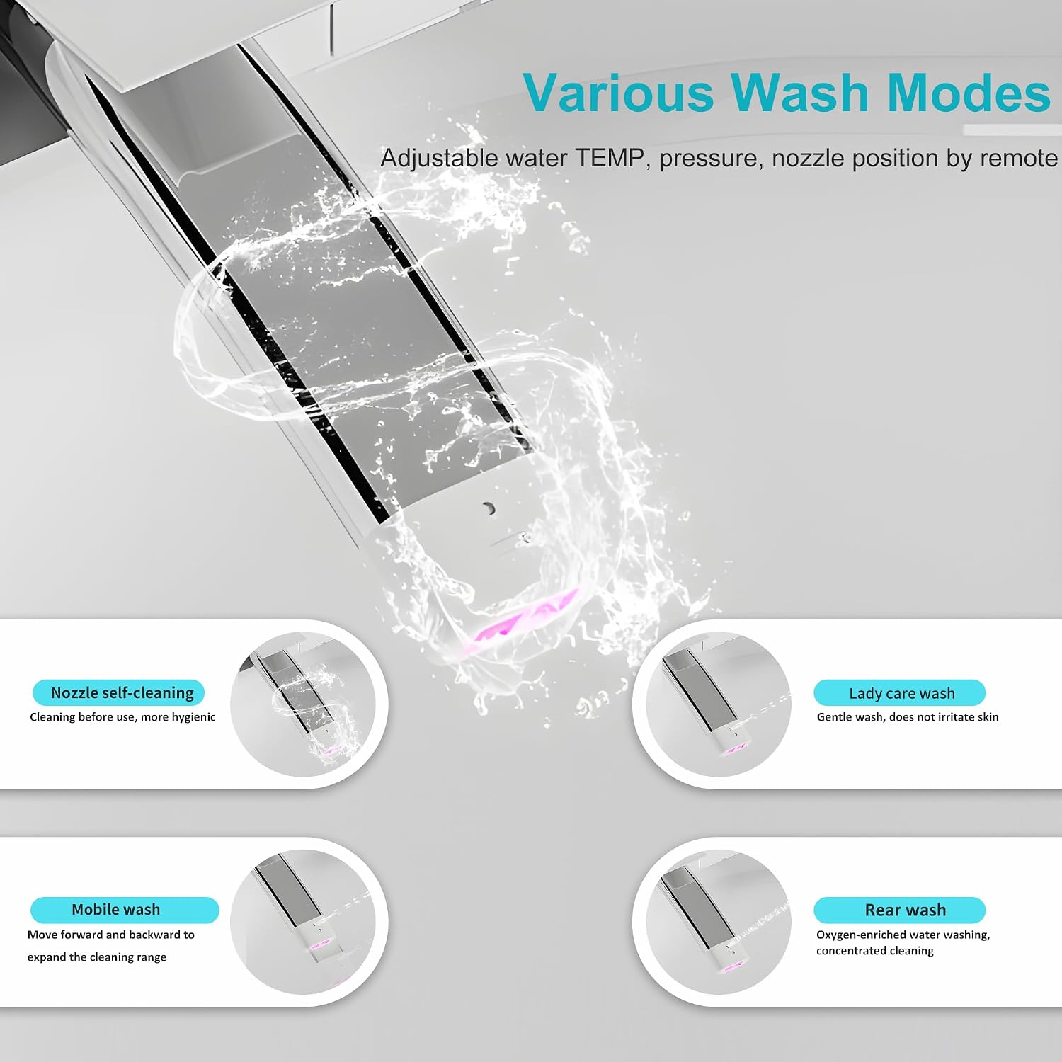 Smart Toilet with Built in Bidet, One Piece Bidet Toilet with Heated Seat, Warm Sprayer & Drying, Water Tank with Auxiliary Pump, Foam Sheild Deodorization, Voice Control, Black