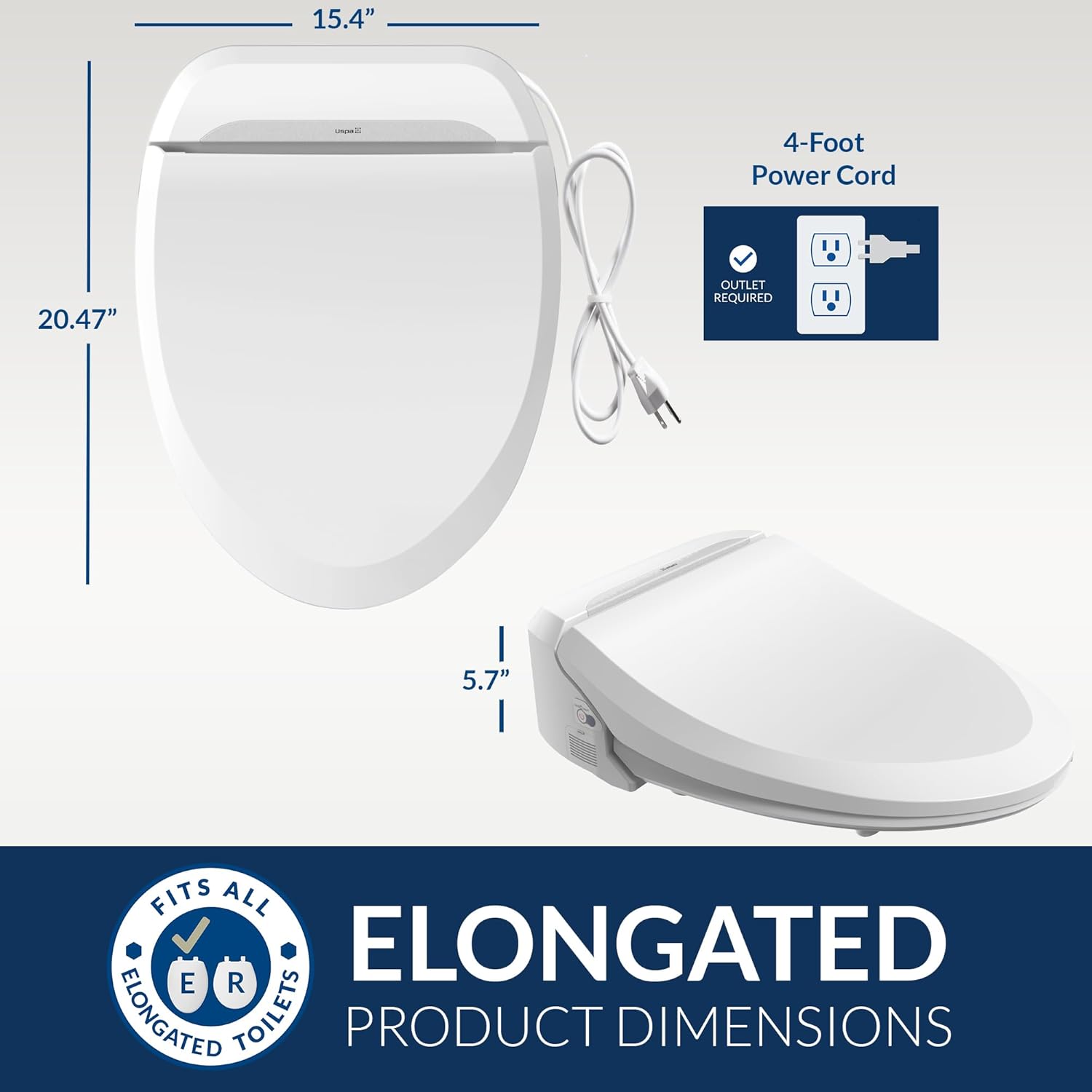 Bio Bidet USPA PRO Modern Bidet Seat, Warm Water, Heated Seat & Dryer, Remote Control, Elongated