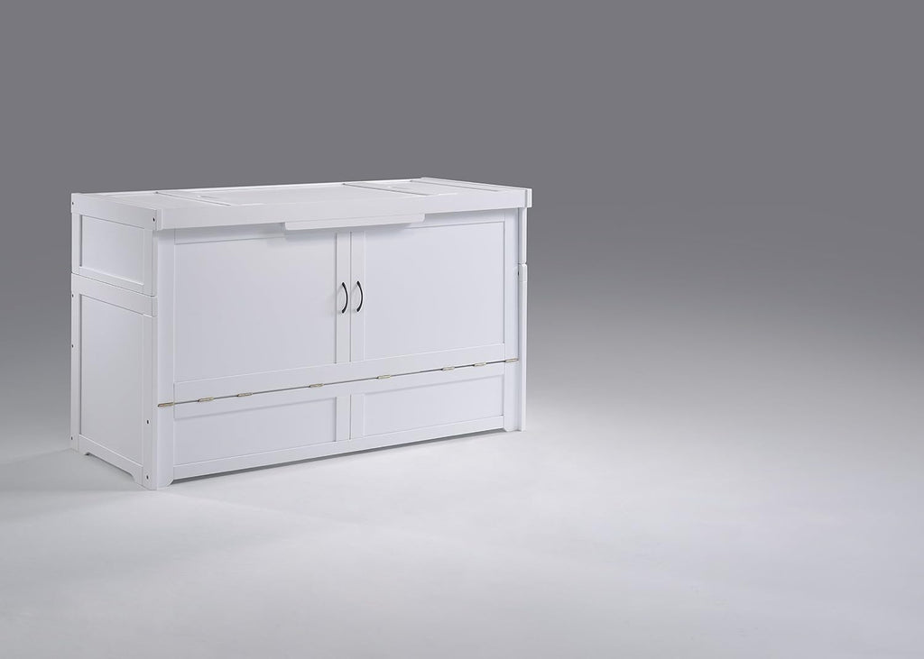 NIGHT & DAY Furniture Murphy Cube Cabinet Bed (White, Queen)