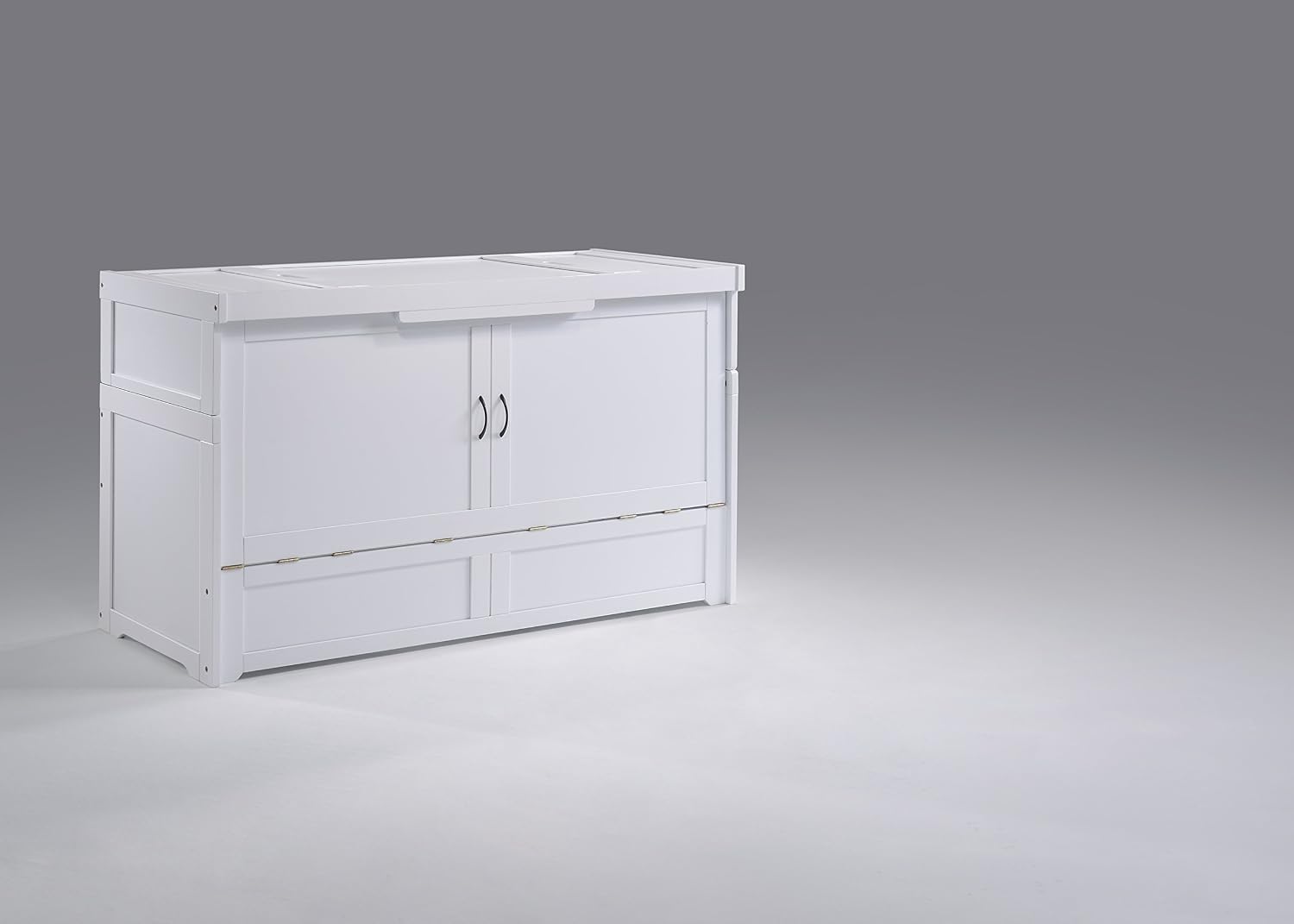 NIGHT & DAY Furniture Murphy Cube Cabinet Bed (White, Queen)