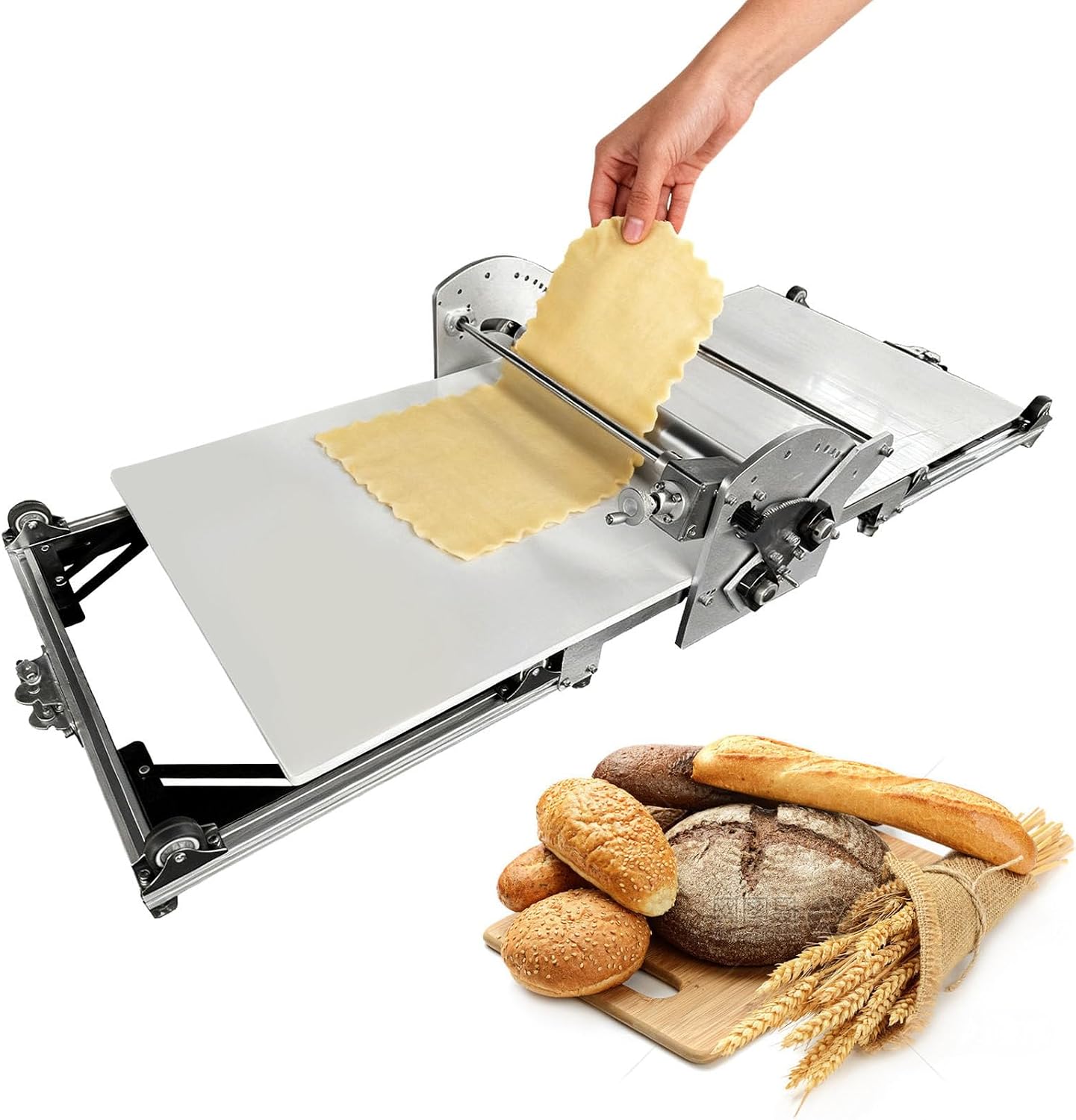 Electric Puff Pastry Maker Machine with 2-30mm Thickness Control, Foldable Dough Sheeter for Flaky Croissants, Buttery Danishes & Pie Crusts, Portable Design for Home Kitchen & Café Use