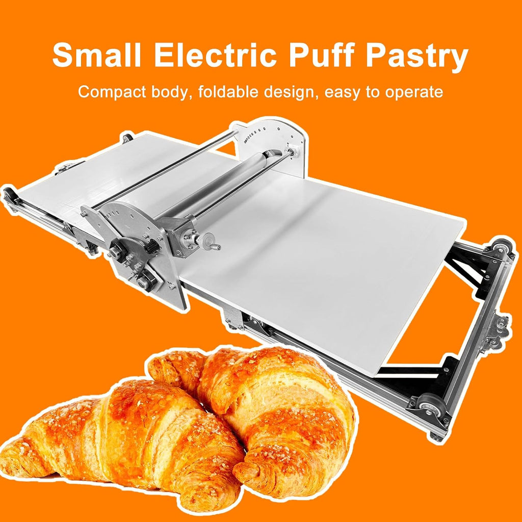 17.7' Electric Dough Roller Machine with Foldable Frame, Automatic Dough Sheeter, for Preparing Pizza Dough, Croissants, Pasta Sheets, Flaky Pastries