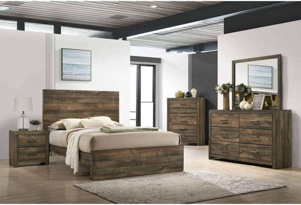 Picket House Furnishings Beckett 5-Piece King Panel Bedroom Set in Walnut
