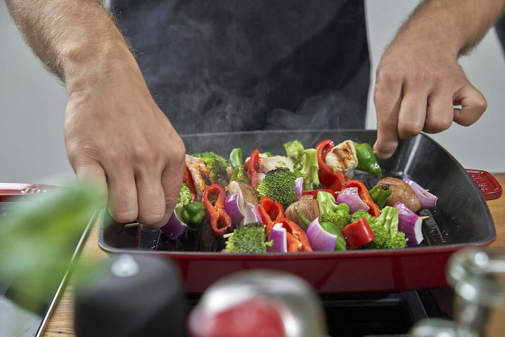 STAUB Cast Iron 10-inch Square Grill Pan - Cherry