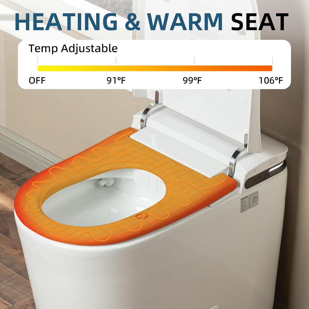 WOODBRIDGE GT100 Smart Toilet,Auto Open/Close Lid, Foot Sensor,Auto Flush, Heated Seat & Fragrance System, ADA Height, Easy Installation, without Bidet