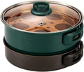 BBQ Smokeless Grill Folding Mini Electric Cooking Pot Food Grade 304 Stainless Steel Electric Heating Pot Adjustable Temperature Non-stick and Easy to Clean,White (Color : Green)