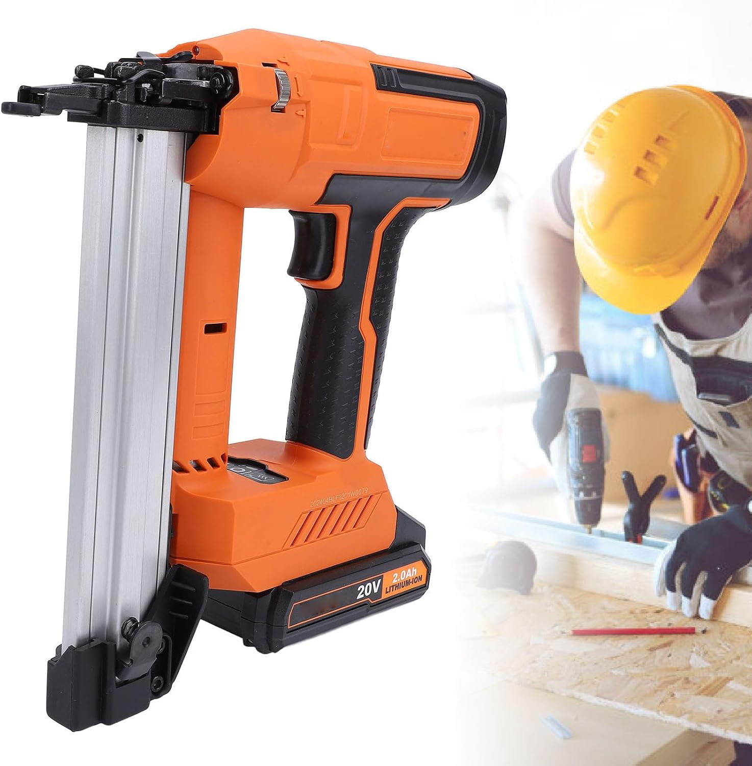 Cordless Brad Nailer, 18Ga 3/8 to 1 1/4 Inch Nail with All Copper Motor, for Woodworking Furniture Production Baseboards Installation (US Plug 100‑220V)