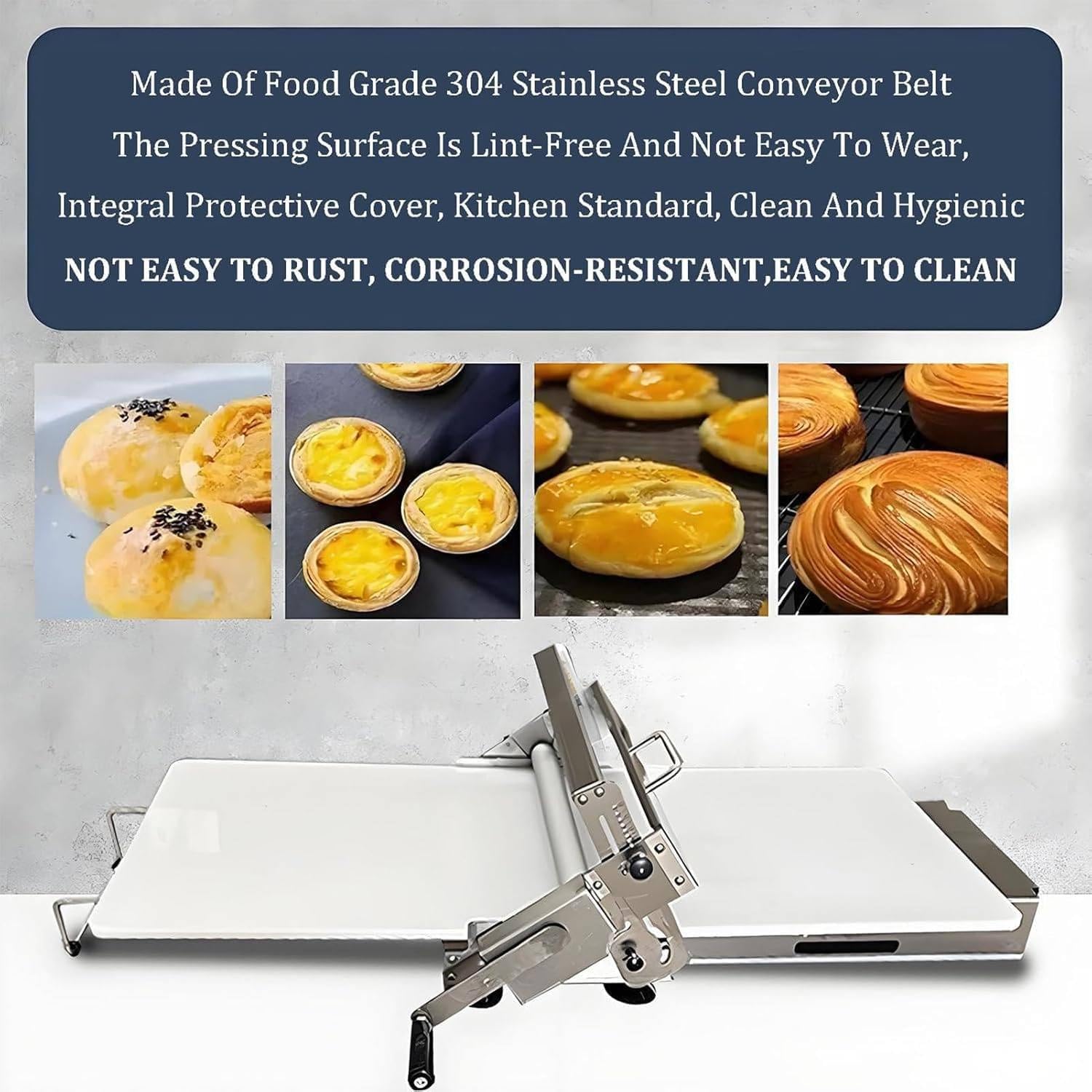 Electric Rolling pin with Adjustable Dough Thickness, Foldable Rolling pin with Rolling Board, Manual Rolling pin for Pizza, Croissants, Pastries and Fondant, Tabletop Device Type400