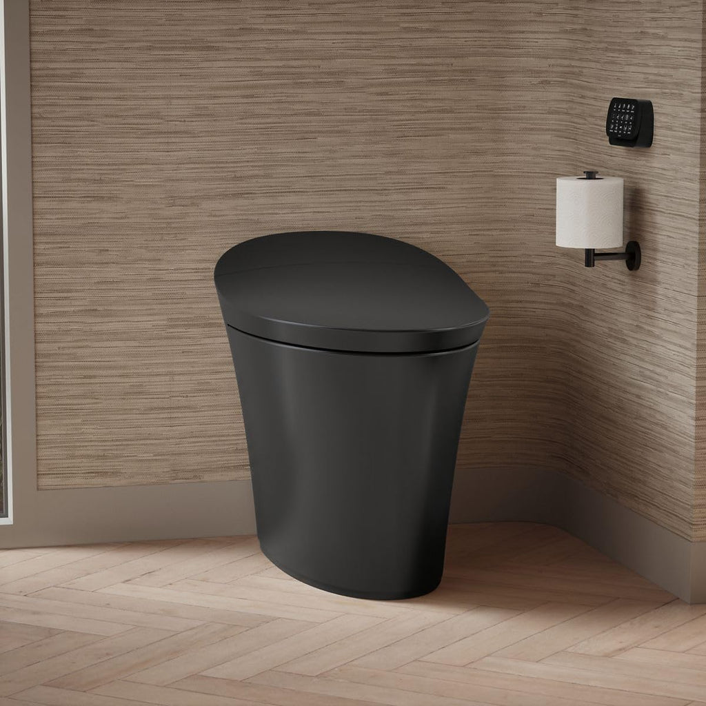 Kohler K-5401-PA Veil One-Piece Elongated Dual-Flush Intelligent Toilet, Smart Bidet Toilet, Honed Black.