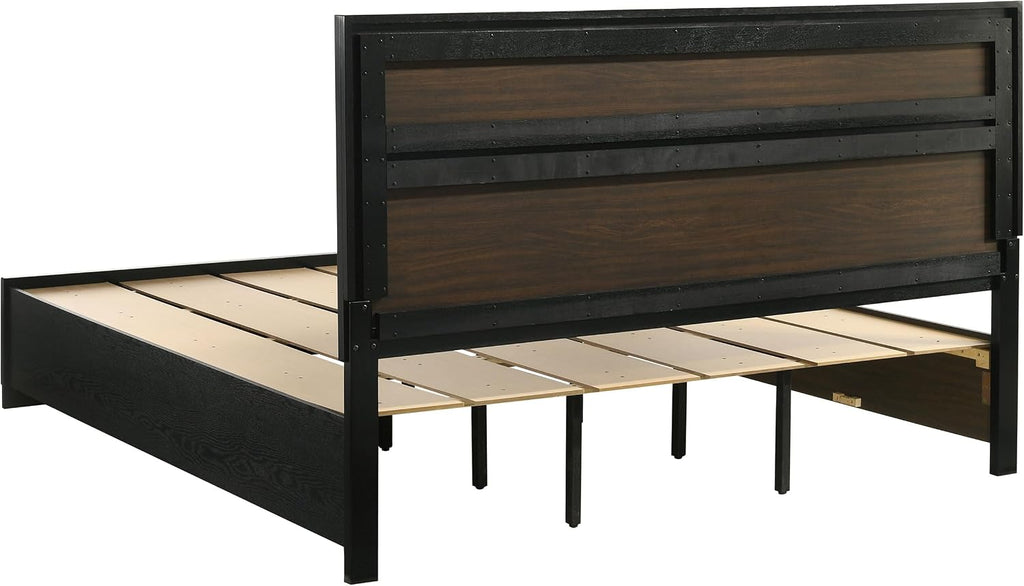 Coaster Home Furnishings Miranda Contemporary 5-Piece Bedroom Set Eastern King Size Storage Panel Bed Frame 50-inch Headboard Black 206361KE-S5