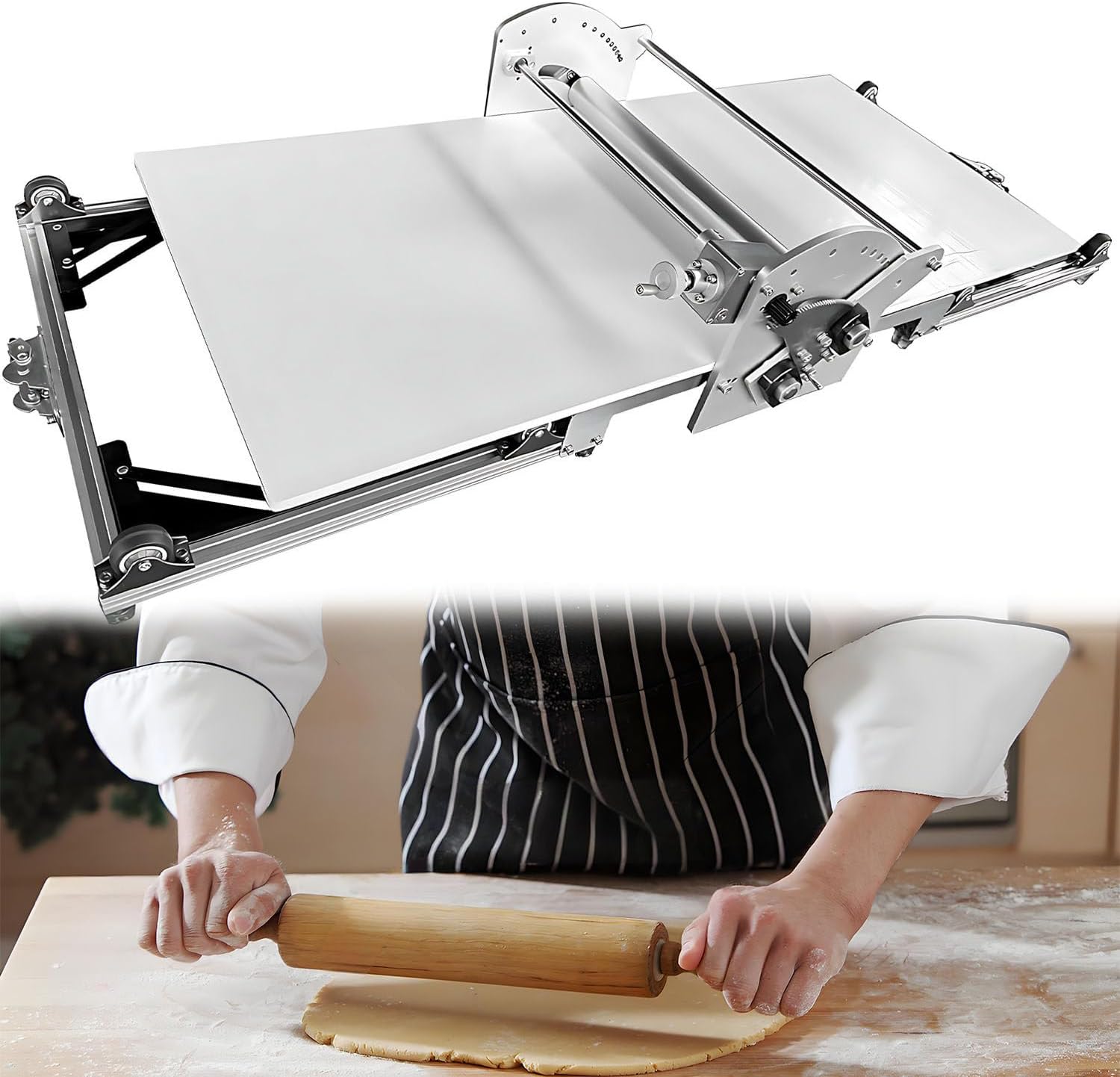 Foldable Electric Dough Sheeter, Automatic Pastry Maker with 2-30mm Precision Control, Commercial Grade for Bakery, Hotel & Home Kitchen DS508