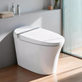 Smart Toilet,One Piece Toilet with Auto Open Close, Auto Flush, Foot Sensor Operation, Heated Seat，Warm Water & Dryer，Night Light，LED Display,White Remote Control