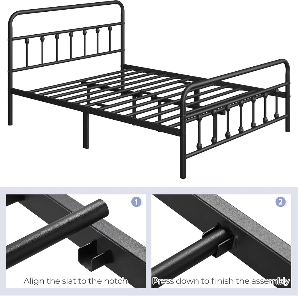 Yaheetech Classic Metal Platform Bed Frame Mattress Foundation with Victorian Style Iron-Art Headboard/Footboard/Under Bed Storage/No Box Spring Needed/Full Size Black