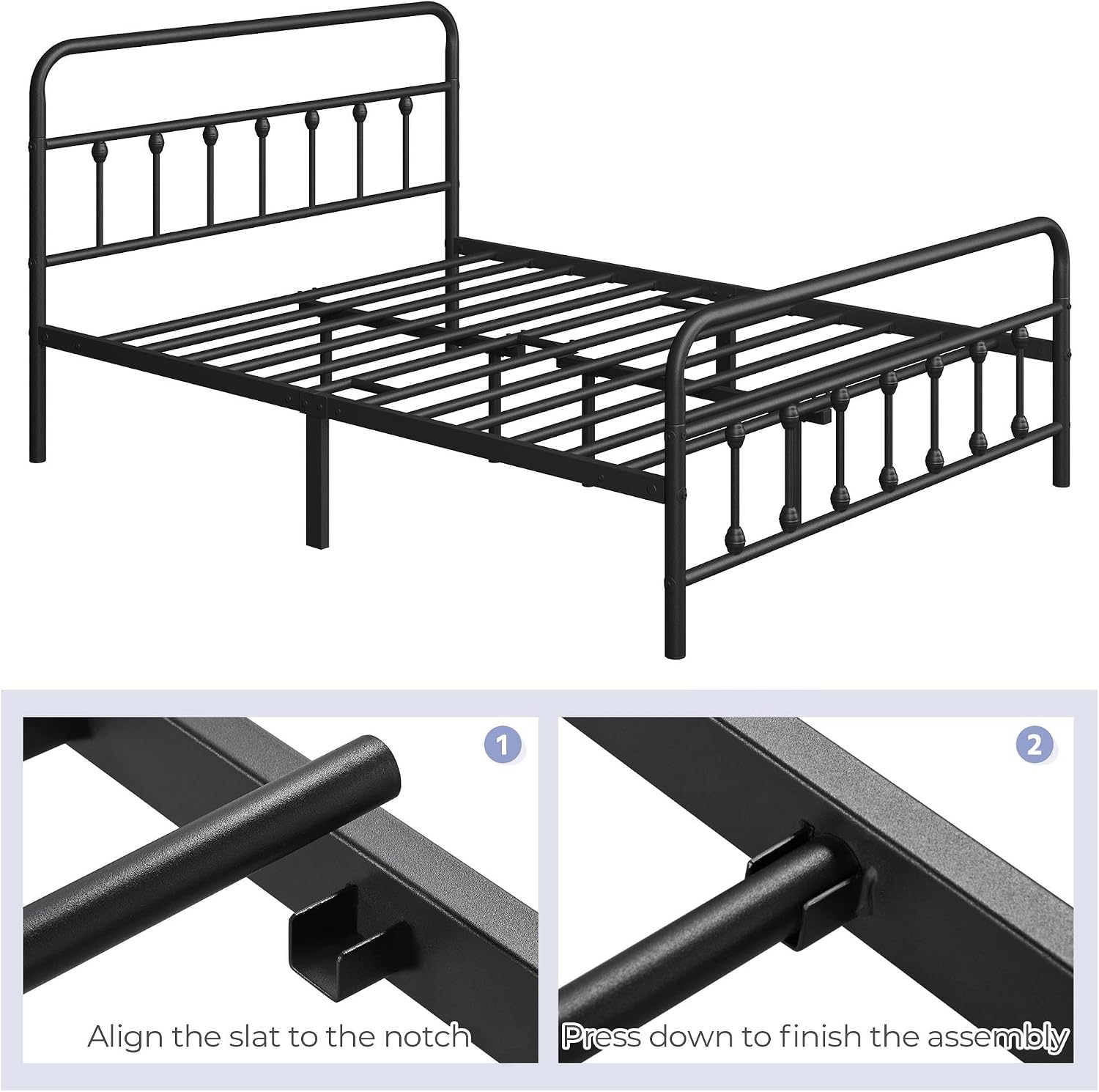 Yaheetech Classic Metal Platform Bed Frame Mattress Foundation with Victorian Style Iron-Art Headboard/Footboard/Under Bed Storage/No Box Spring Needed/Full Size Black