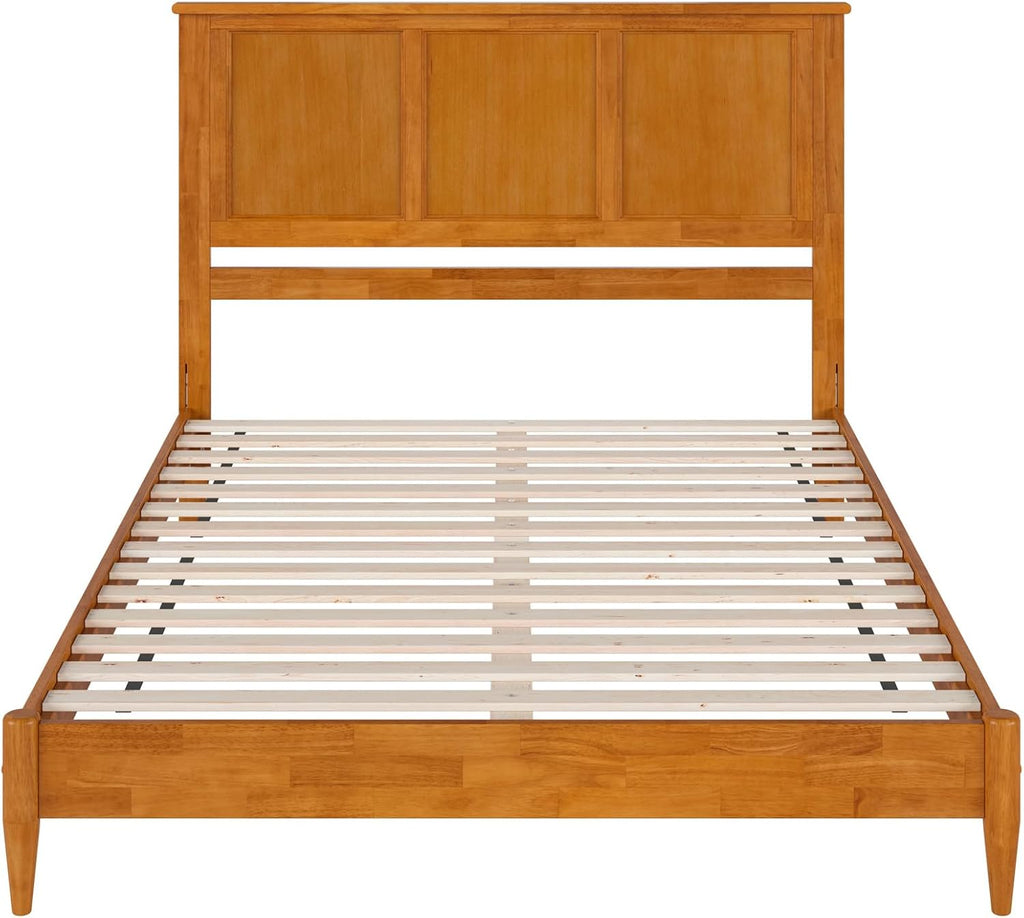 AFI, Charlotte Queen Solid Wood Low Profile Platform Bed, Light Toffee