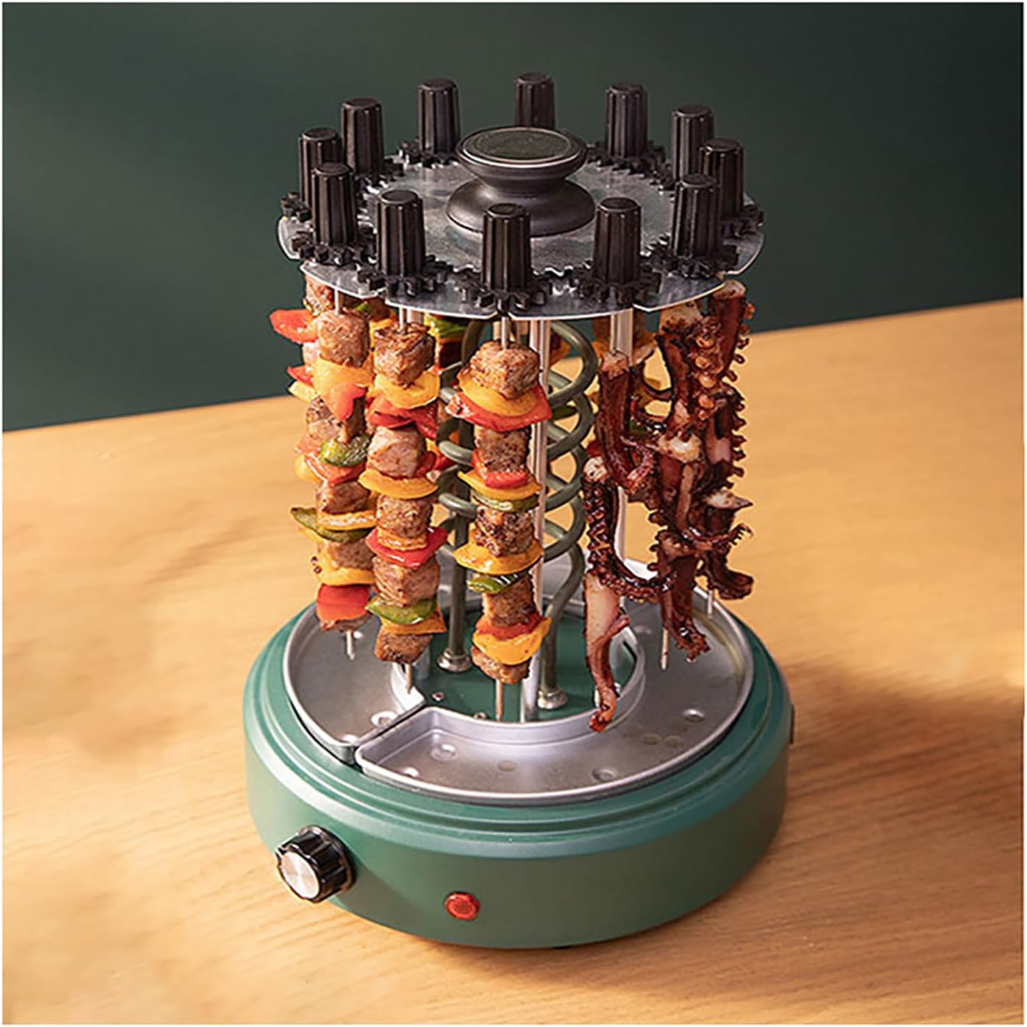 Rotating Electric Grill Smokeless Indoor 12 Skewers Vertical Grills Stainless Steel 360 Rotating Rapid Heating for Skewers Roast - Home Parties