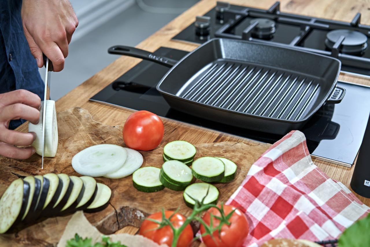 STAUB Cast Iron 12-inch Square Grill Pan - Matte Black