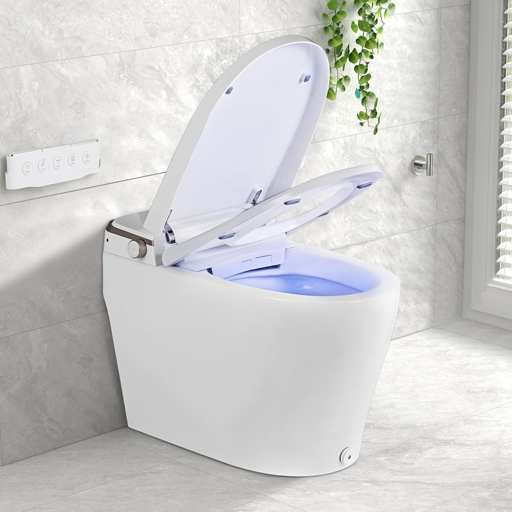Giantex Smart Toilet with Bidet Built In, Heat, Dryer, Night Light, Auto Open/Close, Foot Sensor, 1.09 GPF Automatic/Blackout Flush, Remote/Side Knob Control, 1000 Gram MaP Flushing Score