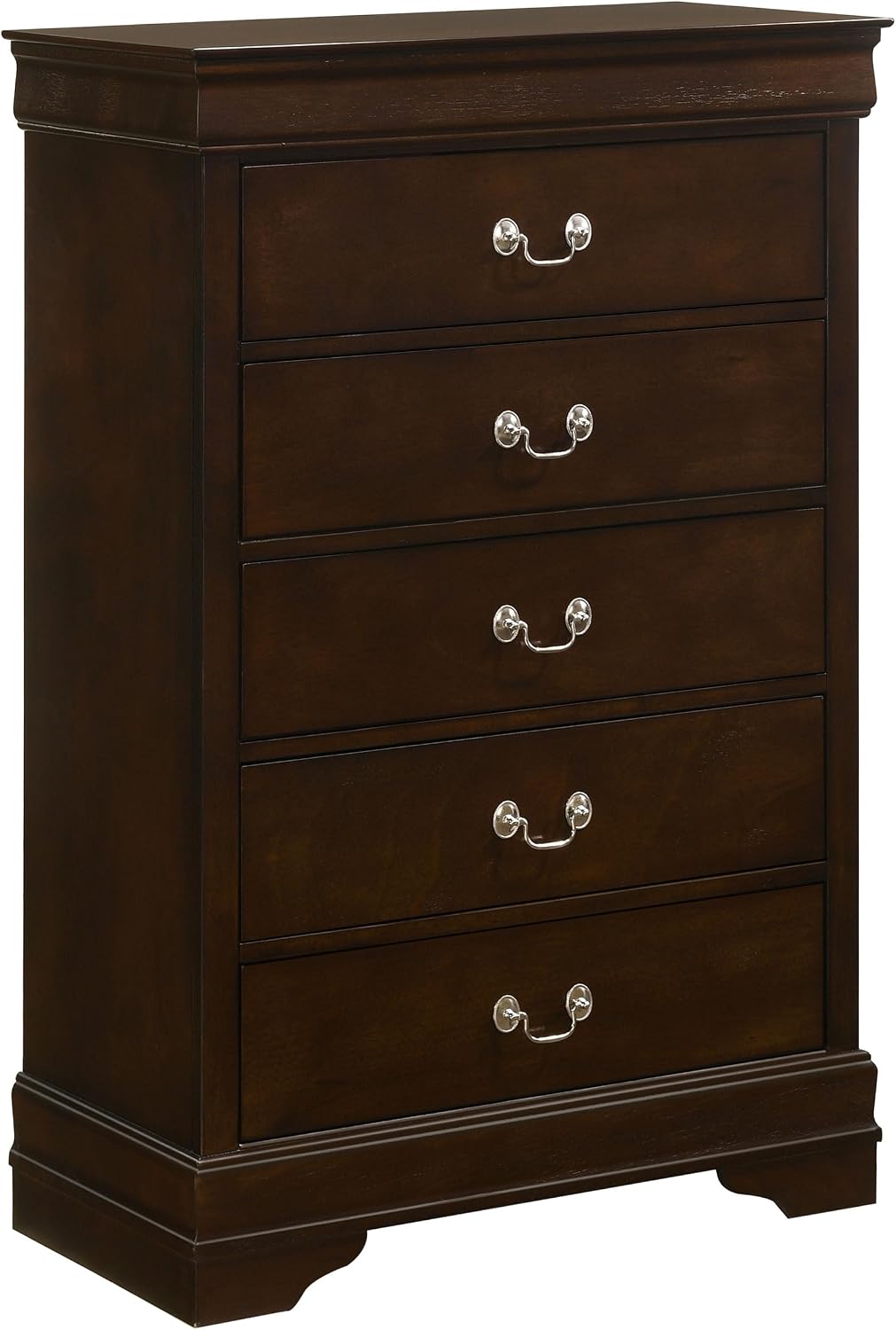 Coaster Home Furnishings Louis Philippe 5-piece Bedroom Set Queen Size Traditional Wooden Sleigh Bed Frame 47-Inch Panel Headboard Nightstand Dresser Mirror and Chest Cappuccino Brown 202411Q-S5