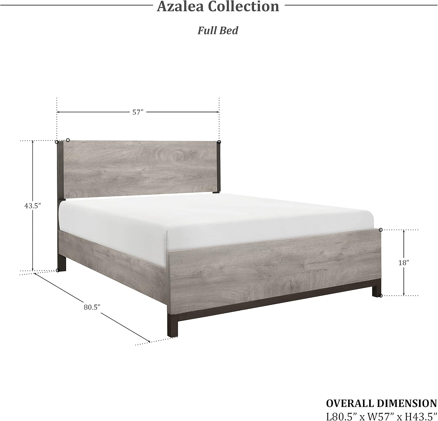 Lexicon Azalea 3-Piece Bedroom Set, Full, Light Gray/Gunmetal