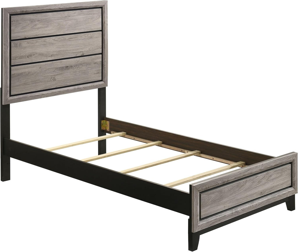 Coaster Home Furnishings - Watson - Wood - 5-Piece Bedroom Set with Panel Headboard and Groove Details - Bedroom - Twin Size - Light Taupe - 215911T-S5