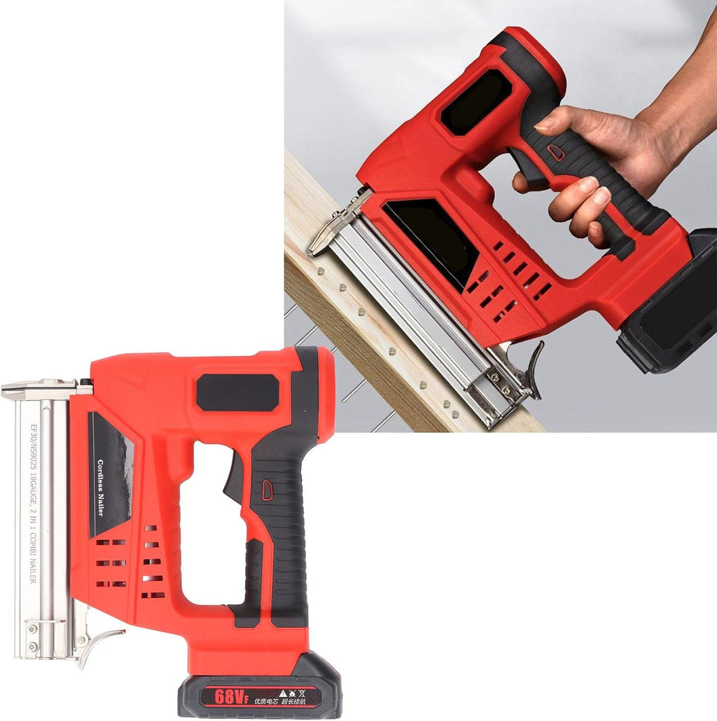 Eujgoov Cordless Nailer Kit Electric Staple Guns Stapler Nail, Battery Powered 18V 2Ah for Woodworking Projects, 2 Modes DIY Pneumatic Brad