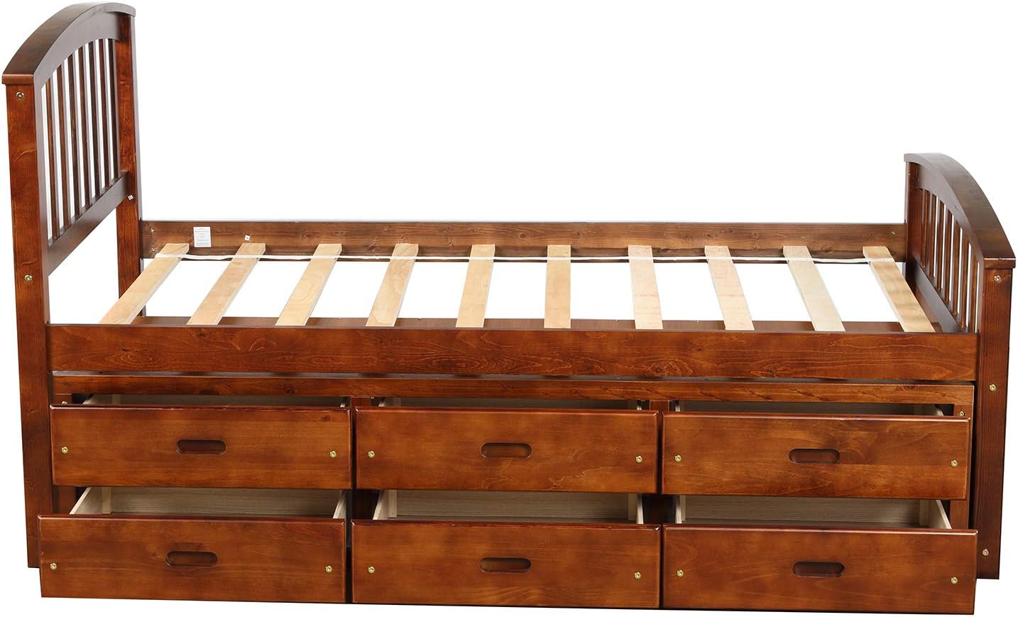 Merax Orisfur. Twin Size Platform Storage Bed Solid Wood Bed with 6 Drawers