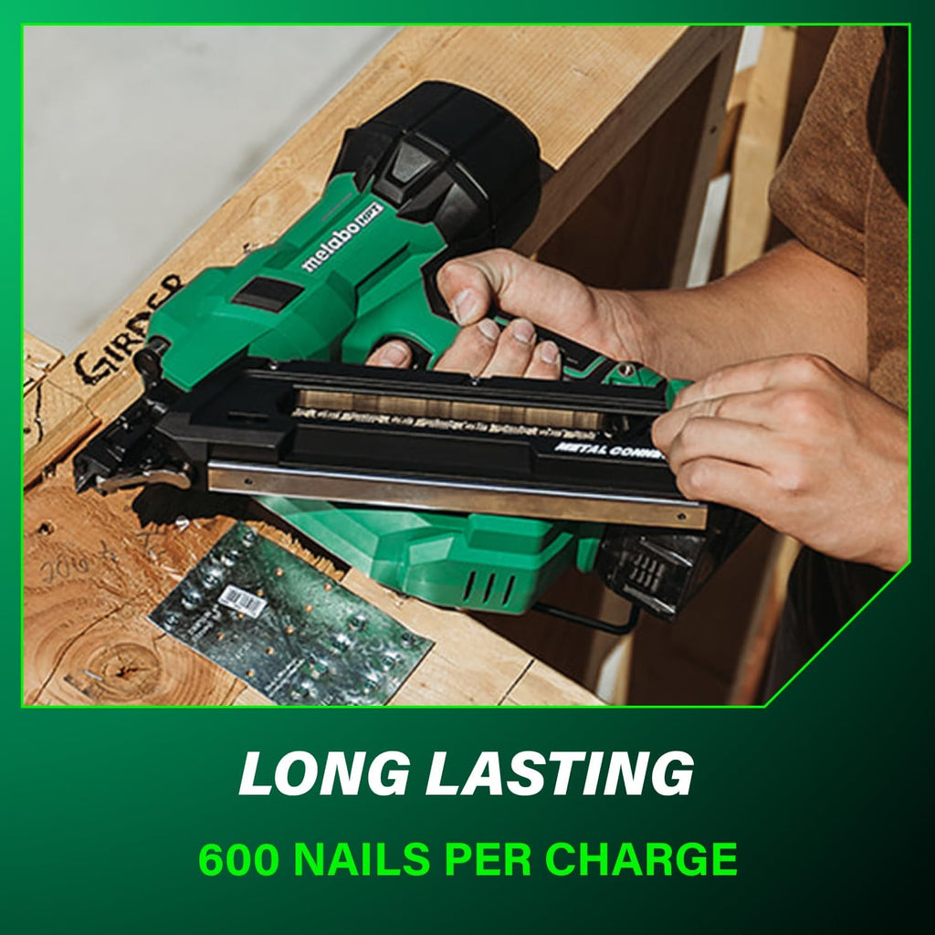 Metabo HPT 18V MultiVolt Brushless 1-1/2' Metal Connector Nailer, Cordless Air Spring Nailer with 18V 4.0Ah Battery, Lightweight Design, 600 Nails Per Charge, Sequential Actuation, NR1838DKA