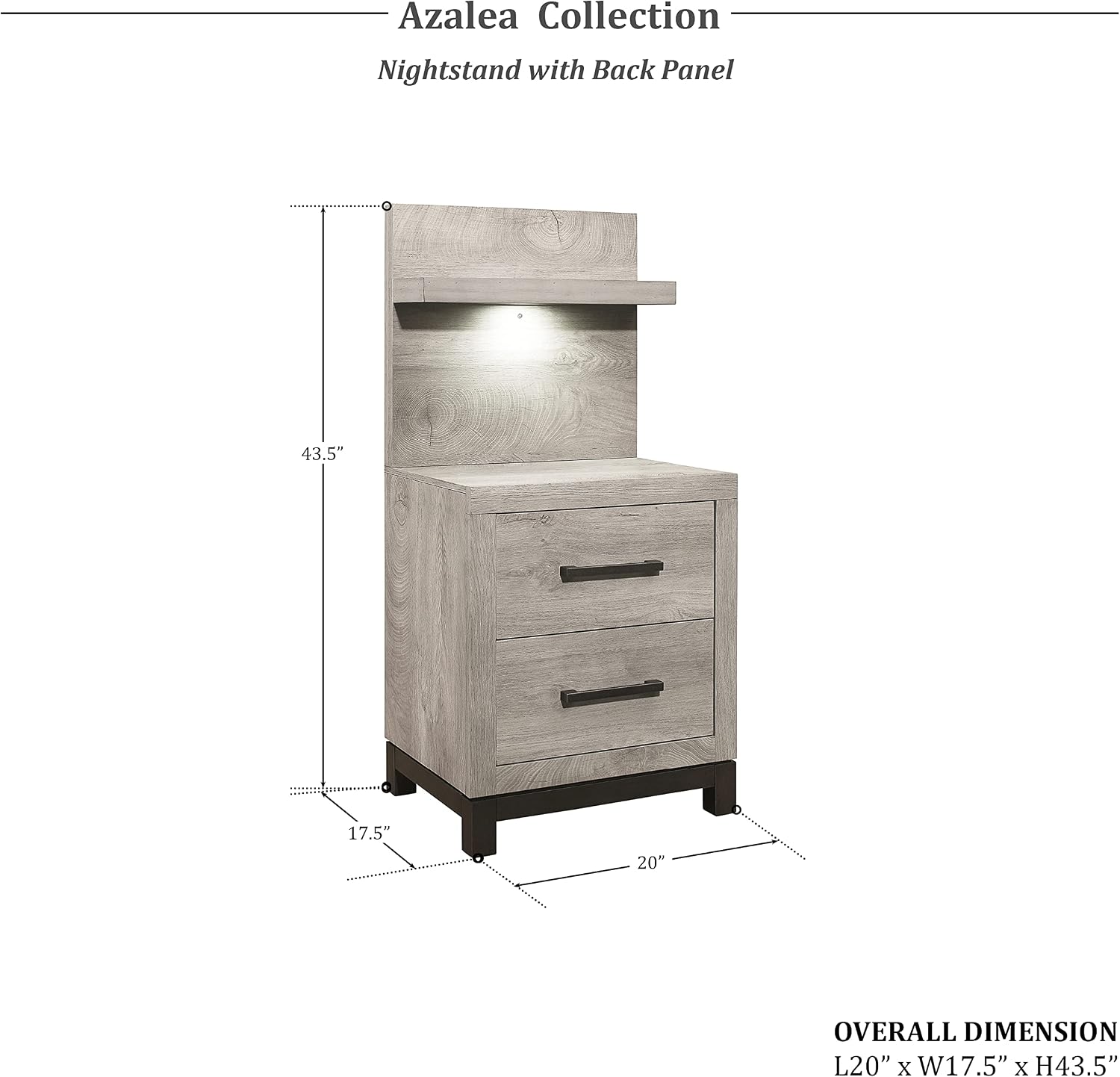 Lexicon Azalea 3-Piece Bedroom Set, Twin, Light Gray/Gunmetal