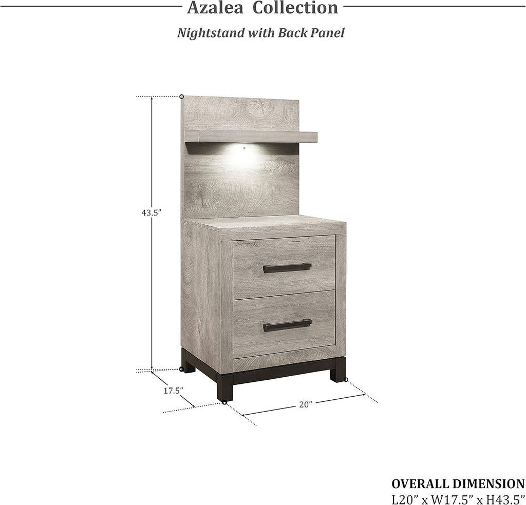 Lexicon Azalea 3-Piece Bedroom Set, Queen, Light Gray/Gunmetal