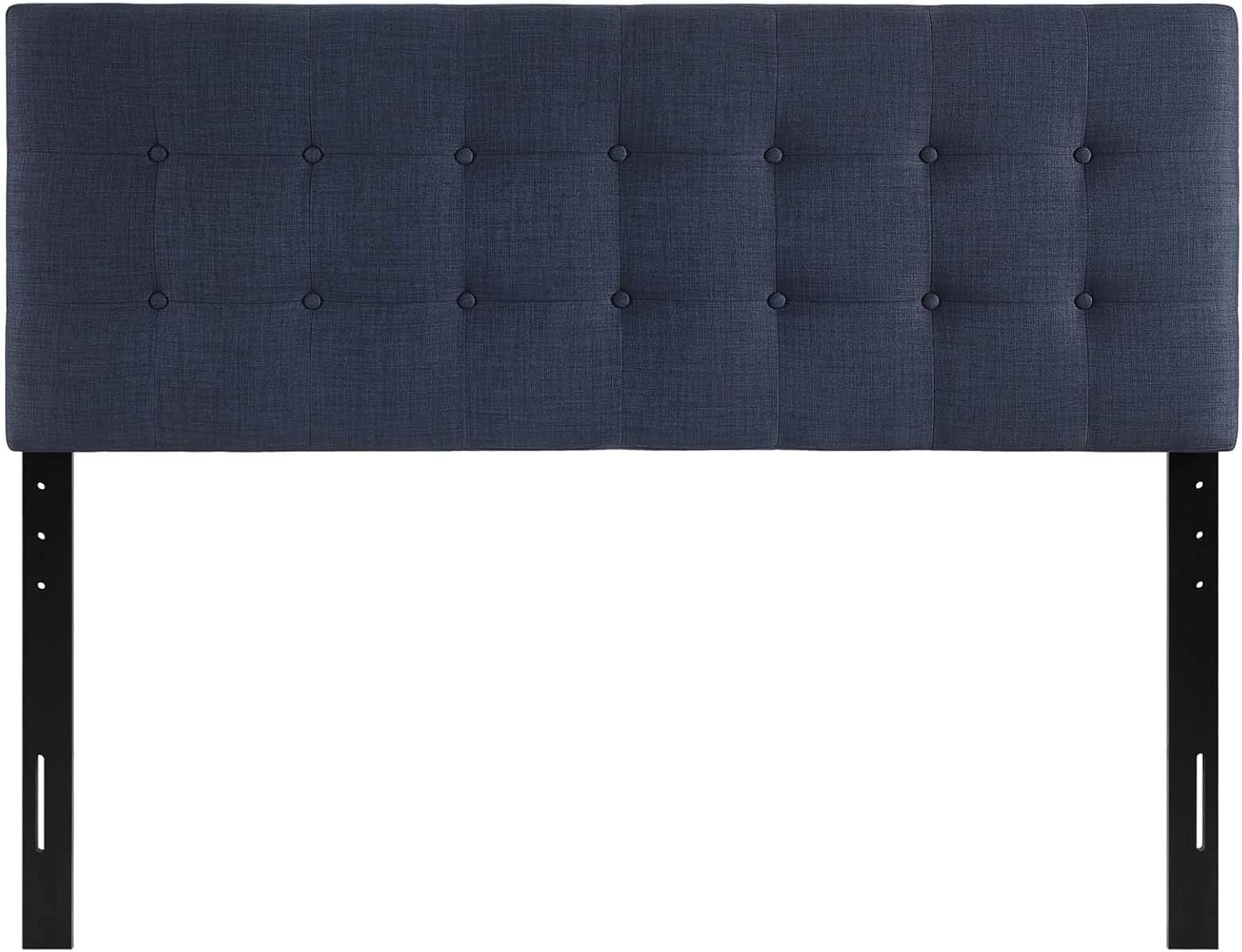 Modway Emily Tufted Button Linen Fabric Upholstered King Headboard in Navy