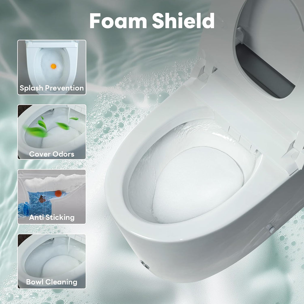 Casta Diva Smart Toilet with Bidet Built in, Auto Open/Close Lid,1000g MaP Flush, Heated Seat & Foam Dispenser, Foot Sensor Auto Flush, Blackout Flush, Bidet Toilet with Tank Built in(CD-K030)