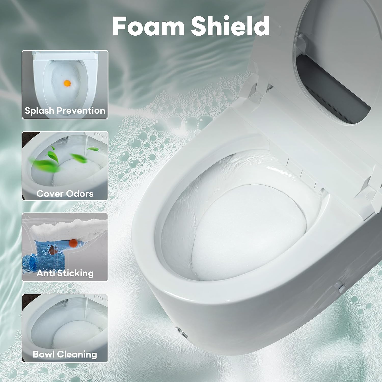 Casta Diva Smart Toilet with Bidet Built in, Auto Open/Close Lid,1000g MaP Flush, Heated Seat & Foam Dispenser, Foot Sensor Auto Flush, Blackout Flush, Bidet Toilet with Tank Built in(CD-K030)