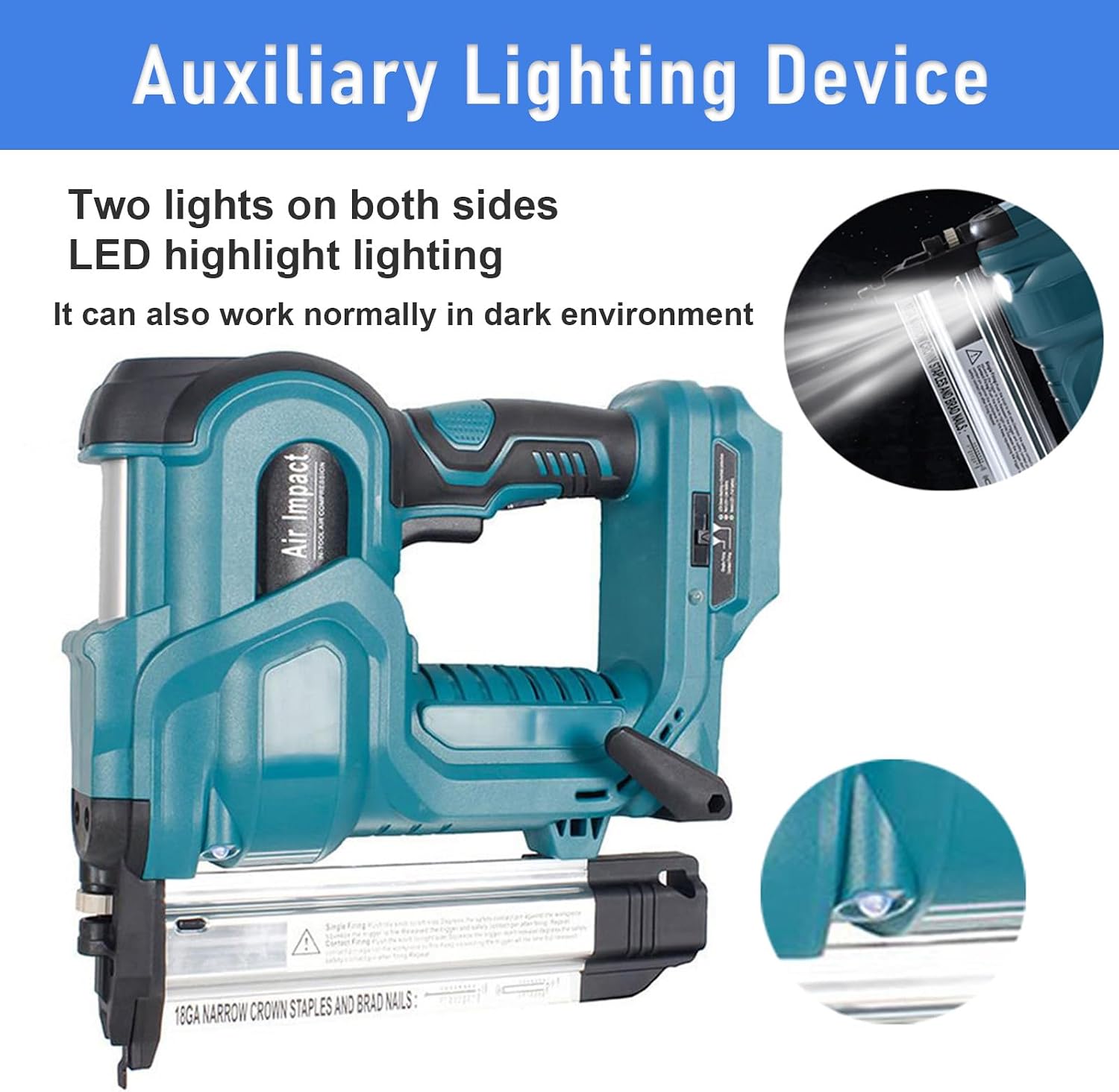 2 in 1 Brad Nailer Battery Powered, Electric Nailing Machine with 200 Pcs Straight Nails & Staples, Brad Nailer with 2 * 2.0 Ah Batteries, for Home Improvement & Woodworking,Red